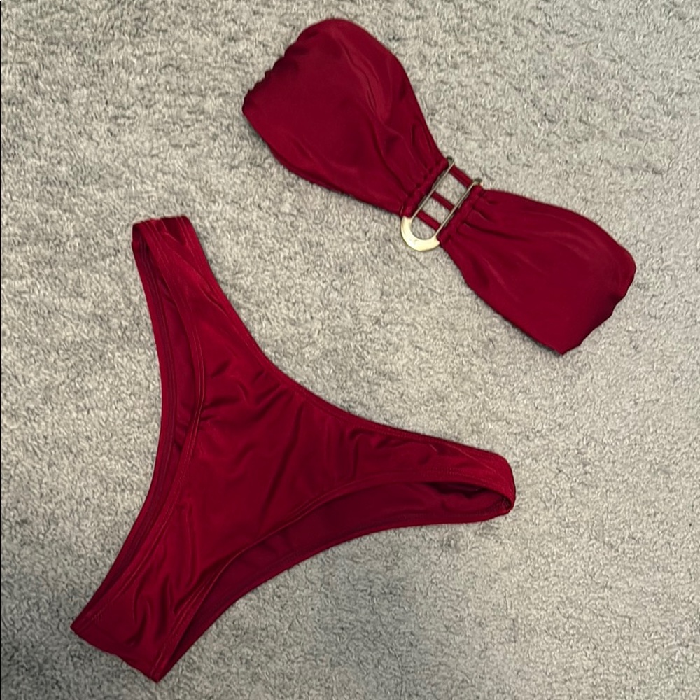 Fashion Nova Red Minimalist Bikini Set